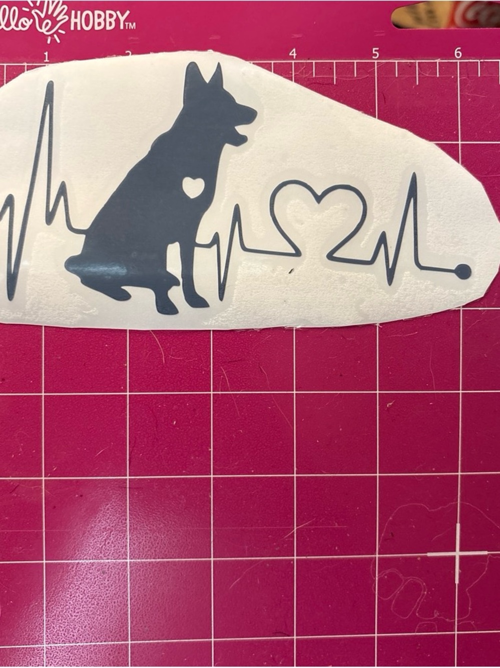 Pet Heartbeat Dog Silhouette Wall Decal - Gray